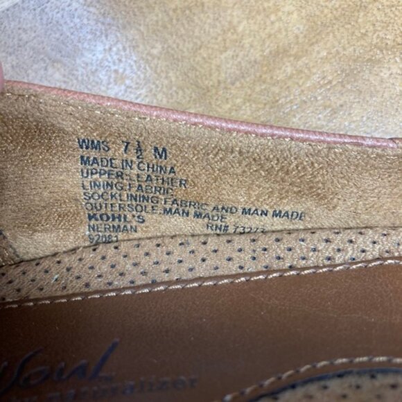 Natural Sole Flat Mary Janes Saddle Tan Comfortable Office Womens Size 7.5 - Picture 7 of 8